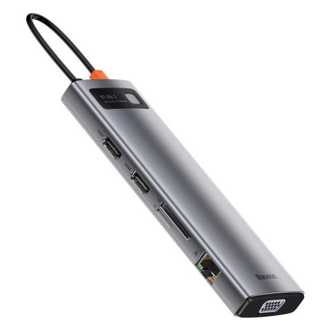 Baseus Metal Gleam 11w1 wielofunkcyjny HUB USB Typ C - 3x USB 3.2 Gen 1 5Gbps / USB Typ C PD 100W / 3,5 mm mini jack AUX / VGA F Baseus Metal Gleam 11w1 wielofunkcyjny HUB USB Typ C - 3x USB 3.2 Gen 1 5Gbps / USB Typ C PD 100W / 3,5 mm mini jack AUX / VGA F