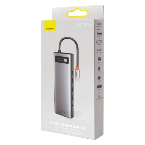Baseus Metal Gleam 11w1 wielofunkcyjny HUB USB Typ C - 3x USB 3.2 Gen 1 5Gbps / USB Typ C PD 100W / 3,5 mm mini jack AUX / VGA F Baseus Metal Gleam 11w1 wielofunkcyjny HUB USB Typ C - 3x USB 3.2 Gen 1 5Gbps / USB Typ C PD 100W / 3,5 mm mini jack AUX / VGA F