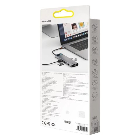 Baseus Metal Gleam 11w1 wielofunkcyjny HUB USB Typ C - 3x USB 3.2 Gen 1 5Gbps / USB Typ C PD 100W / 3,5 mm mini jack AUX / VGA F Baseus Metal Gleam 11w1 wielofunkcyjny HUB USB Typ C - 3x USB 3.2 Gen 1 5Gbps / USB Typ C PD 100W / 3,5 mm mini jack AUX / VGA F