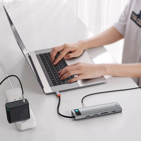 Baseus Metal Gleam 11w1 wielofunkcyjny HUB USB Typ C - 3x USB 3.2 Gen 1 5Gbps / USB Typ C PD 100W / 3,5 mm mini jack AUX / VGA F Baseus Metal Gleam 11w1 wielofunkcyjny HUB USB Typ C - 3x USB 3.2 Gen 1 5Gbps / USB Typ C PD 100W / 3,5 mm mini jack AUX / VGA F