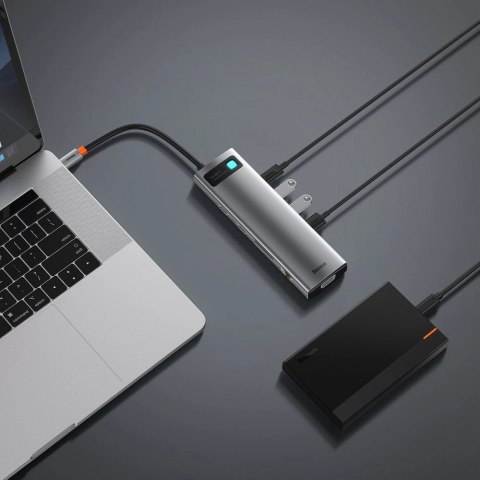 Baseus Metal Gleam 11w1 wielofunkcyjny HUB USB Typ C - 3x USB 3.2 Gen 1 5Gbps / USB Typ C PD 100W / 3,5 mm mini jack AUX / VGA F Baseus Metal Gleam 11w1 wielofunkcyjny HUB USB Typ C - 3x USB 3.2 Gen 1 5Gbps / USB Typ C PD 100W / 3,5 mm mini jack AUX / VGA F