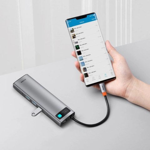 Baseus Metal Gleam 11w1 wielofunkcyjny HUB USB Typ C - 3x USB 3.2 Gen 1 5Gbps / USB Typ C PD 100W / 3,5 mm mini jack AUX / VGA F Baseus Metal Gleam 11w1 wielofunkcyjny HUB USB Typ C - 3x USB 3.2 Gen 1 5Gbps / USB Typ C PD 100W / 3,5 mm mini jack AUX / VGA F