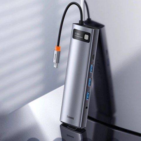 Baseus Metal Gleam 11w1 wielofunkcyjny HUB USB Typ C - 3x USB 3.2 Gen 1 5Gbps / USB Typ C PD 100W / 3,5 mm mini jack AUX / VGA F Baseus Metal Gleam 11w1 wielofunkcyjny HUB USB Typ C - 3x USB 3.2 Gen 1 5Gbps / USB Typ C PD 100W / 3,5 mm mini jack AUX / VGA F