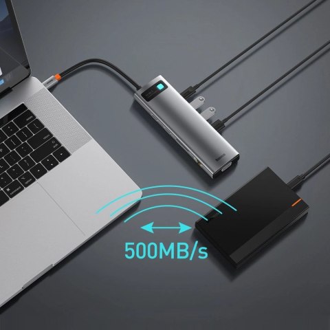 Baseus Metal Gleam 11w1 wielofunkcyjny HUB USB Typ C - 3x USB 3.2 Gen 1 5Gbps / USB Typ C PD 100W / 3,5 mm mini jack AUX / VGA F Baseus Metal Gleam 11w1 wielofunkcyjny HUB USB Typ C - 3x USB 3.2 Gen 1 5Gbps / USB Typ C PD 100W / 3,5 mm mini jack AUX / VGA F
