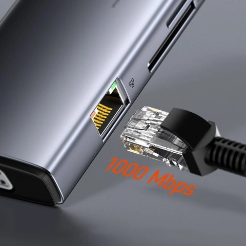 Baseus Metal Gleam 11w1 wielofunkcyjny HUB USB Typ C - 3x USB 3.2 Gen 1 5Gbps / USB Typ C PD 100W / 3,5 mm mini jack AUX / VGA F Baseus Metal Gleam 11w1 wielofunkcyjny HUB USB Typ C - 3x USB 3.2 Gen 1 5Gbps / USB Typ C PD 100W / 3,5 mm mini jack AUX / VGA F