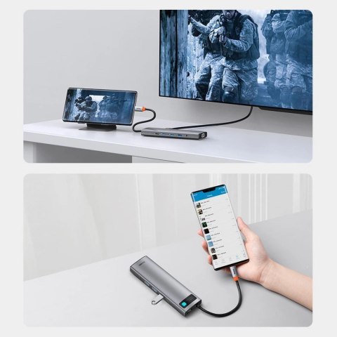 Baseus Metal Gleam 11w1 wielofunkcyjny HUB USB Typ C - 3x USB 3.2 Gen 1 5Gbps / USB Typ C PD 100W / 3,5 mm mini jack AUX / VGA F Baseus Metal Gleam 11w1 wielofunkcyjny HUB USB Typ C - 3x USB 3.2 Gen 1 5Gbps / USB Typ C PD 100W / 3,5 mm mini jack AUX / VGA F