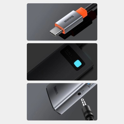 Baseus Metal Gleam 11w1 wielofunkcyjny HUB USB Typ C - 3x USB 3.2 Gen 1 5Gbps / USB Typ C PD 100W / 3,5 mm mini jack AUX / VGA F Baseus Metal Gleam 11w1 wielofunkcyjny HUB USB Typ C - 3x USB 3.2 Gen 1 5Gbps / USB Typ C PD 100W / 3,5 mm mini jack AUX / VGA F