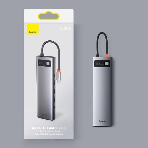 Baseus Metal Gleam 11w1 wielofunkcyjny HUB USB Typ C - 3x USB 3.2 Gen 1 5Gbps / USB Typ C PD 100W / 3,5 mm mini jack AUX / VGA F Baseus Metal Gleam 11w1 wielofunkcyjny HUB USB Typ C - 3x USB 3.2 Gen 1 5Gbps / USB Typ C PD 100W / 3,5 mm mini jack AUX / VGA F