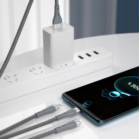 Dudao 3w1 kabel USB - Lightning / microUSB/ USB Typ C 65W 1,2m szary (L20X) Dudao 3w1 kabel USB - Lightning / microUSB/ USB Typ C 65W 1,2m szary (L20X)