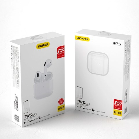 Dudao douszne bezprzewodowe słuchawki Bluetooth TWS (U14B-White) Dudao douszne bezprzewodowe słuchawki Bluetooth TWS (U14B-White)