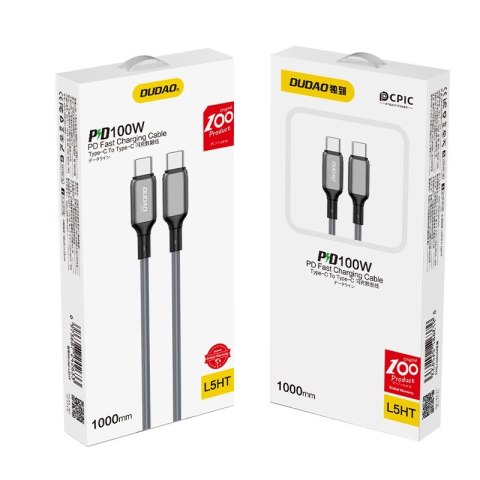 Dudao kabel przewód szybkie ładowanie PD USB Typ C - USB Typ C 100W 1m (L5HT) Dudao kabel przewód szybkie ładowanie PD USB Typ C - USB Typ C 100W 1m (L5HT)