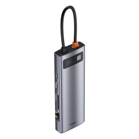 HUB Baseus Metal Gleam 9w1 USB-C - 3x USB 3.2 Gen 1 / USB-C PD 100W / VGA / HDMI / czytnik kart TF, SD / RJ45 - szary (CAHUB-CU0 HUB Baseus Metal Gleam 9w1 USB-C - 3x USB 3.2 Gen 1 / USB-C PD 100W / VGA / HDMI / czytnik kart TF, SD / RJ45 - szary (CAHUB-CU0