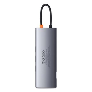 HUB Baseus Metal Gleam 9w1 USB-C - 3x USB 3.2 Gen 1 / USB-C PD 100W / VGA / HDMI / czytnik kart TF, SD / RJ45 - szary (CAHUB-CU0