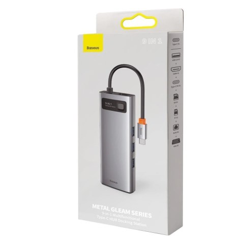 HUB Baseus Metal Gleam 9w1 USB-C - 3x USB 3.2 Gen 1 / USB-C PD 100W / VGA / HDMI / czytnik kart TF, SD / RJ45 - szary (CAHUB-CU0 HUB Baseus Metal Gleam 9w1 USB-C - 3x USB 3.2 Gen 1 / USB-C PD 100W / VGA / HDMI / czytnik kart TF, SD / RJ45 - szary (CAHUB-CU0
