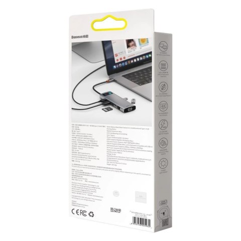 HUB Baseus Metal Gleam 9w1 USB-C - 3x USB 3.2 Gen 1 / USB-C PD 100W / VGA / HDMI / czytnik kart TF, SD / RJ45 - szary (CAHUB-CU0 HUB Baseus Metal Gleam 9w1 USB-C - 3x USB 3.2 Gen 1 / USB-C PD 100W / VGA / HDMI / czytnik kart TF, SD / RJ45 - szary (CAHUB-CU0