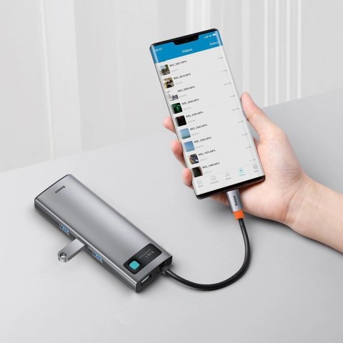 HUB Baseus Metal Gleam 9w1 USB-C - 3x USB 3.2 Gen 1 / USB-C PD 100W / VGA / HDMI / czytnik kart TF, SD / RJ45 - szary (CAHUB-CU0 HUB Baseus Metal Gleam 9w1 USB-C - 3x USB 3.2 Gen 1 / USB-C PD 100W / VGA / HDMI / czytnik kart TF, SD / RJ45 - szary (CAHUB-CU0