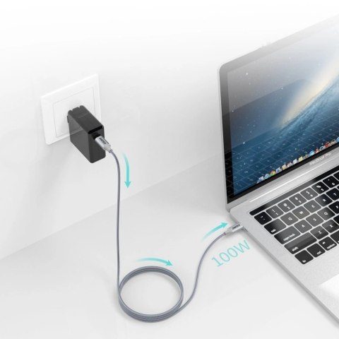 Kabel Choetech XCC-1002-GY USB-C - USB-C PD QC 100W 5A 480Mb/s 1,8m - szary Kabel Choetech XCC-1002-GY USB-C - USB-C PD QC 100W 5A 480Mb/s 1,8m - szary