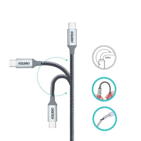 Kabel Choetech XCC-1002-GY USB-C - USB-C PD QC 100W 5A 480Mb/s 1,8m - szary Kabel Choetech XCC-1002-GY USB-C - USB-C PD QC 100W 5A 480Mb/s 1,8m - szary