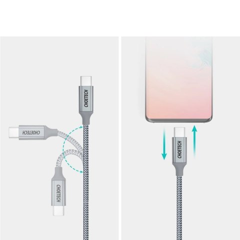 Kabel Choetech XCC-1002-GY USB-C - USB-C PD QC 100W 5A 480Mb/s 1,8m - szary Kabel Choetech XCC-1002-GY USB-C - USB-C PD QC 100W 5A 480Mb/s 1,8m - szary
