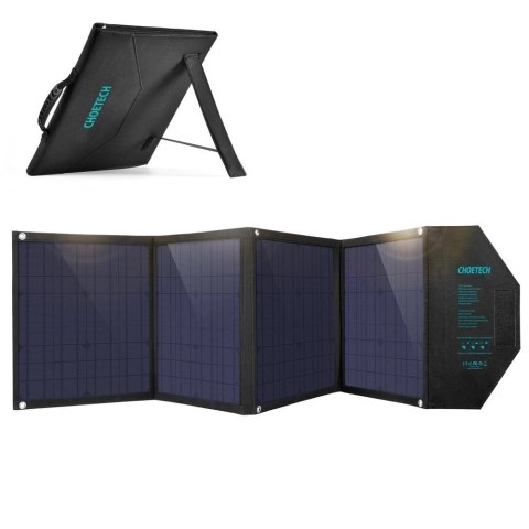 Ładowarka Choetech SC007 solarna duża rozkładana 80W DC / USB-C / 2x USB-A PD, QC - czarna Ładowarka Choetech SC007 solarna duża rozkładana 80W DC / USB-C / 2x USB-A PD, QC - czarna