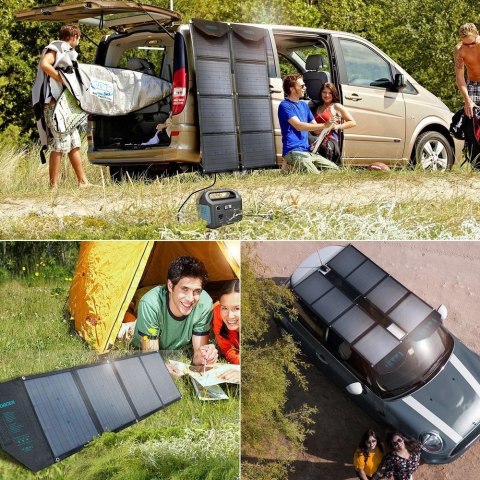 Ładowarka Choetech SC007 solarna duża rozkładana 80W DC / USB-C / 2x USB-A PD, QC - czarna Ładowarka Choetech SC007 solarna duża rozkładana 80W DC / USB-C / 2x USB-A PD, QC - czarna