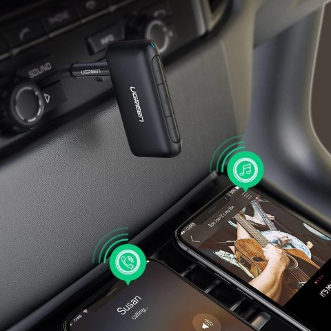 Ugreen odbiornik dźwięku Bluetooth 5.0 audio AUX mini jack do samochodu czarny (70303) Ugreen odbiornik dźwięku Bluetooth 5.0 audio AUX mini jack do samochodu czarny (70303)
