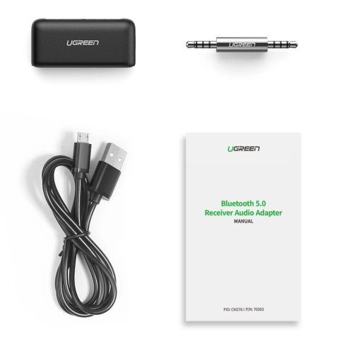 Ugreen odbiornik dźwięku Bluetooth 5.0 audio AUX mini jack do samochodu czarny (70303) Ugreen odbiornik dźwięku Bluetooth 5.0 audio AUX mini jack do samochodu czarny (70303)