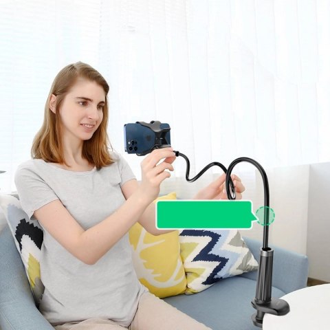 Ugreen uniwersalny uchwyt stojak podstawka na telefon tablet (do 12cm szerokości) statyw lazy holder z elastycznym ramieniem bia Ugreen uniwersalny uchwyt stojak podstawka na telefon tablet (do 12cm szerokości) statyw lazy holder z elastycznym ramieniem bia