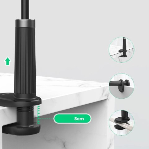 Ugreen uniwersalny uchwyt stojak podstawka na telefon tablet (do 12cm szerokości) statyw lazy holder z elastycznym ramieniem bia Ugreen uniwersalny uchwyt stojak podstawka na telefon tablet (do 12cm szerokości) statyw lazy holder z elastycznym ramieniem bia