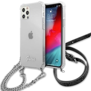 Etui Guess 4G Silver Chain na iPhone 12 Pro Max - przezroczyste