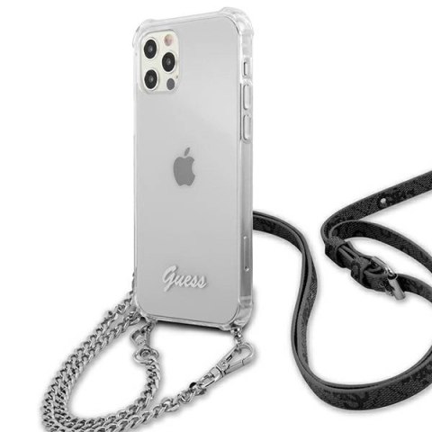 Etui Guess 4G Silver Chain na iPhone 12 / iPhone 12 Pro - przezroczyste