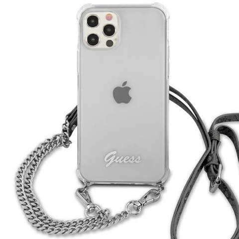 Etui Guess 4G Silver Chain na iPhone 12 / iPhone 12 Pro - przezroczyste