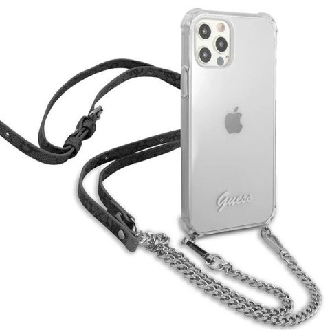 Etui Guess 4G Silver Chain na iPhone 12 / iPhone 12 Pro - przezroczyste