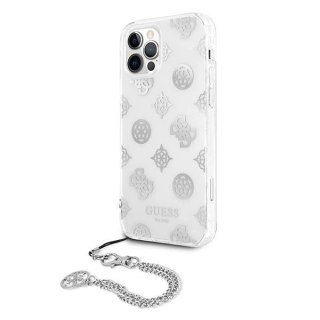 Etui Guess Peony Chain Collection na iPhone 12 Pro Max - srebrne