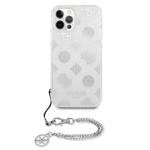 Etui Guess Peony Chain Collection na iPhone 12 Pro Max - srebrne