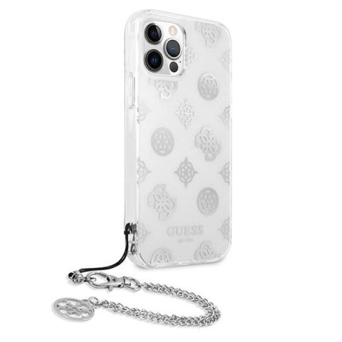 Etui Guess Peony Chain Collection na iPhone 12 Pro Max - srebrne