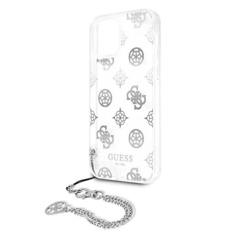 Etui Guess Peony Chain Collection na iPhone 12 Pro Max - srebrne