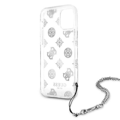 Etui Guess Peony Chain Collection na iPhone 12 Pro Max - srebrne
