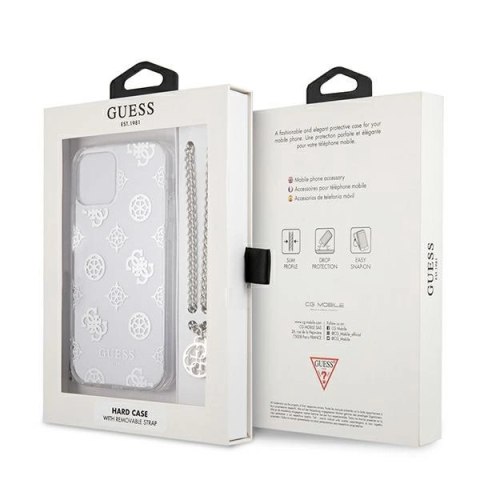 Etui Guess Peony Chain Collection na iPhone 12 Pro Max - srebrne
