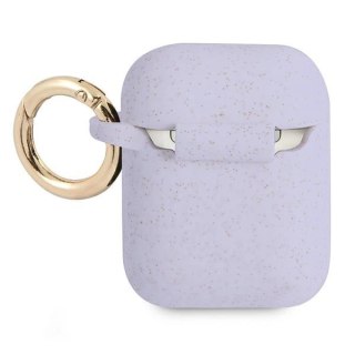 Etui Guess Silicone Glitter na AirPods 1/2 - purpurowe