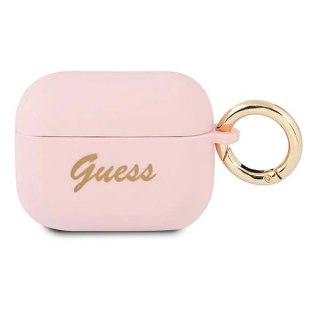 Etui Guess Silicone Vintage Script na AirPods Pro - różowe
