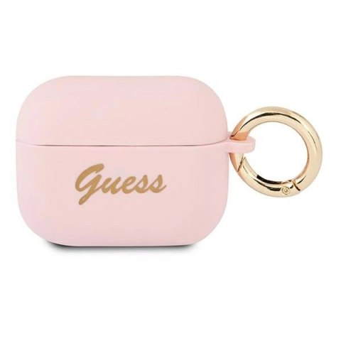 Etui Guess Silicone Vintage Script na AirPods Pro - różowe