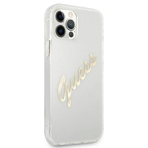 Etui Guess Vintage Script Gold na iPhone 12 / iPhone 12 Pro - przezroczyste