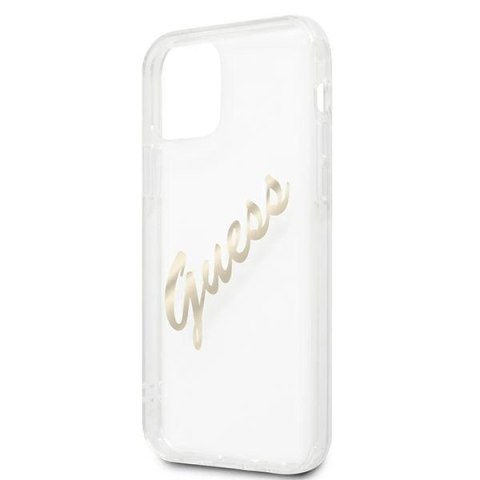 Etui Guess Vintage Script Gold na iPhone 12 / iPhone 12 Pro - przezroczyste