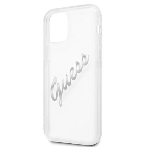 Etui Guess Vintage Script Silver na iPhone 12 / iPhone 12 Pro - przezroczyste