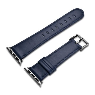ICarer Leather Vintage opaska pasek z naturalnej skóry do zegarka Watch 3 38mm / Watch 2 38mm / Watch 1 38mm ciemnoniebieski (RI