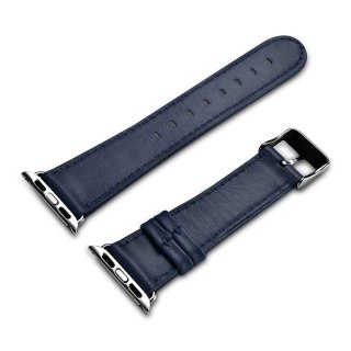 ICarer Leather Vintage opaska pasek z naturalnej skóry do zegarka Watch 3 38mm / Watch 2 38mm / Watch 1 38mm ciemnoniebieski (RI