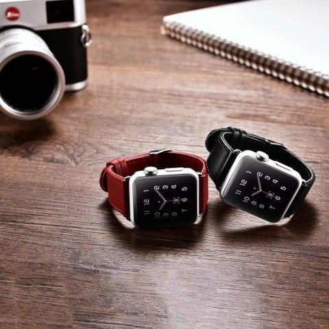 ICarer Leather Vintage opaska pasek z naturalnej skóry do zegarka Watch 3 38mm / Watch 2 38mm / Watch 1 38mm ciemnoniebieski (RI ICarer Leather Vintage opaska pasek z naturalnej skóry do zegarka Watch 3 38mm / Watch 2 38mm / Watch 1 38mm ciemnoniebieski (RI