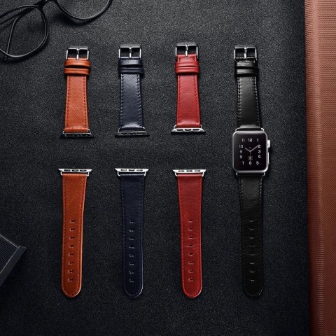 ICarer Leather Vintage opaska pasek z naturalnej skóry do zegarka Watch 3 38mm / Watch 2 38mm / Watch 1 38mm ciemnoniebieski (RI ICarer Leather Vintage opaska pasek z naturalnej skóry do zegarka Watch 3 38mm / Watch 2 38mm / Watch 1 38mm ciemnoniebieski (RI