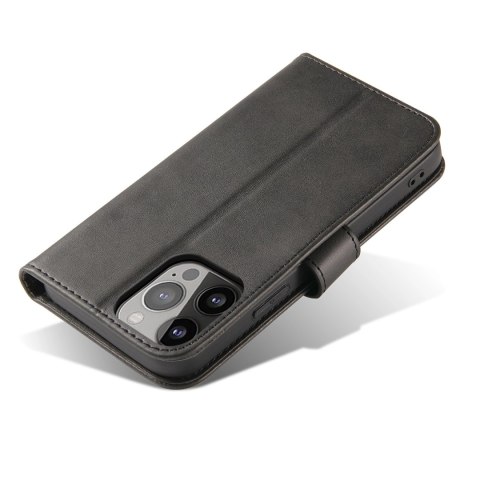 Magnet Case elegancki futerał etui pokrowiec z klapką i funkcją podstawki iPhone 13 Pro czarny